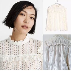 Madewell • Eyelet Ruffle Lace Top Cream Size S